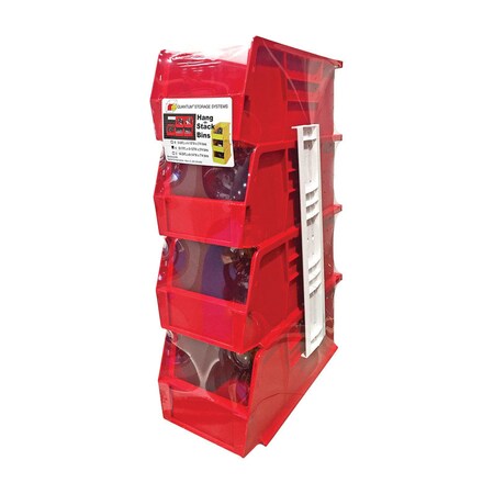Quantum Storage Systems Hang and Stack Bin, Red, polypropylene, 4 PK RQUS230RD
